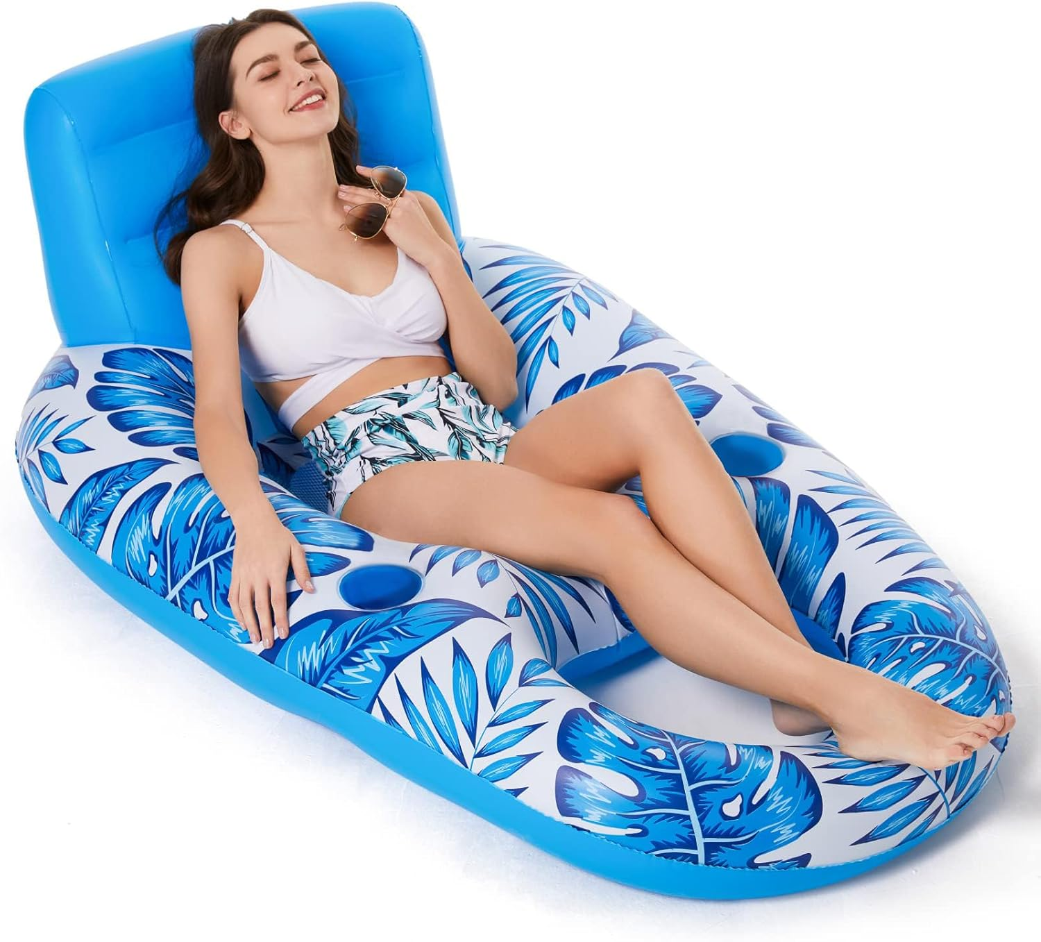 Inflatable Pool Float Adult - Pool Floaties Lounger Floats Raft Floating Chair Water Floaties for Swimming Pool Lake Lounge Float with Cup Holders Beach Pool Party Toys for Adults
