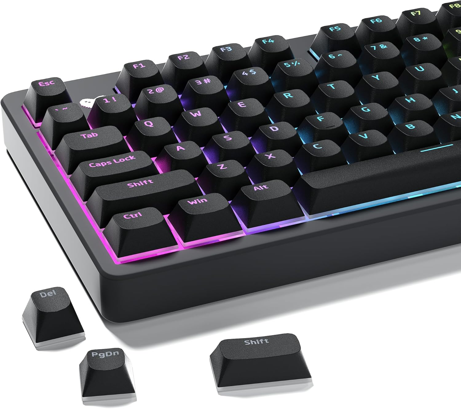 XVX Shine through Keycaps, Black Semi Translucent Keycap Set, Double Shot PBT Keyboard Caps Compatible with Cherry Gateron MX Switches Mechanical Keyboard