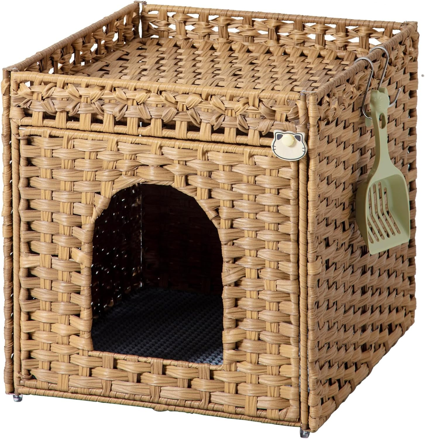 Caja arena para gato oculta rattan para natural 185x205 pulg de tapete cerca