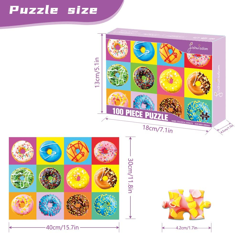 fishwisdom 100 Piece Donuts Jigsaw Puzzle for Kids Teens Age 4-8 Gift Family ... - Picture 5 of 14