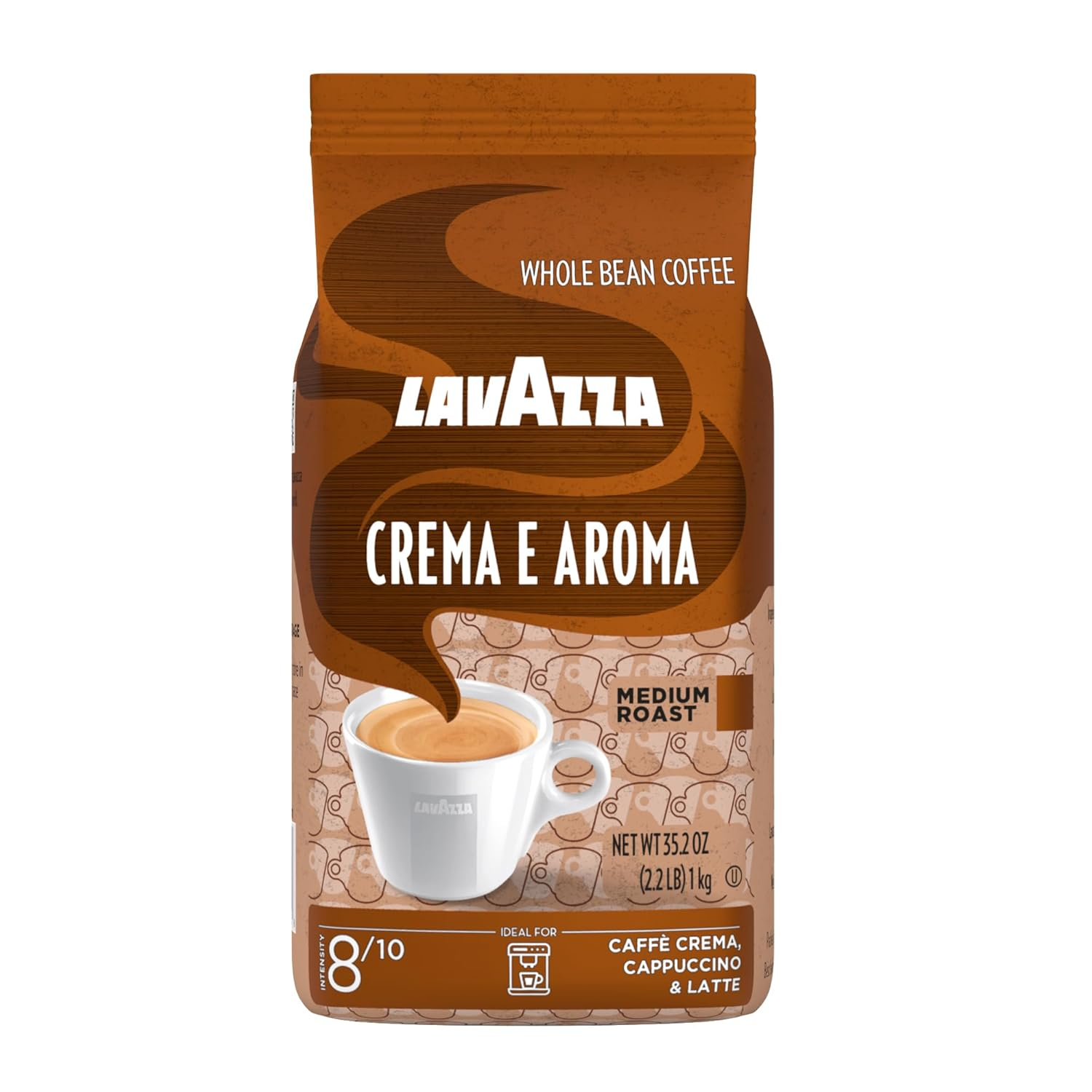 Crema E Aroma Whole Bean Coffee Blend, 2.2-Pound Bag , Balanced Medium Roast with an Intense, Earthy Flavor and Long Lasting Crema, Non-Gmo