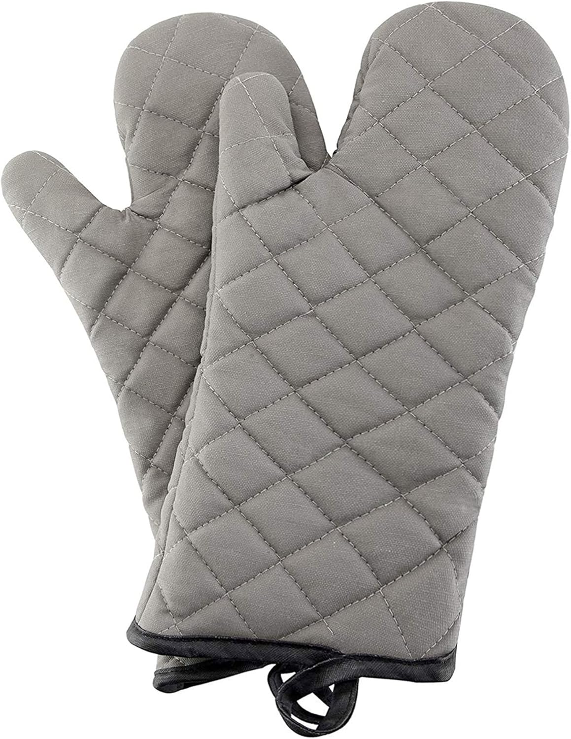Oven Mitts 1 Pair of Quilted Lining,Heat Resistant Kitchen Gloves,Classic Flame Oven Mitt Set,Grey 13 Inches