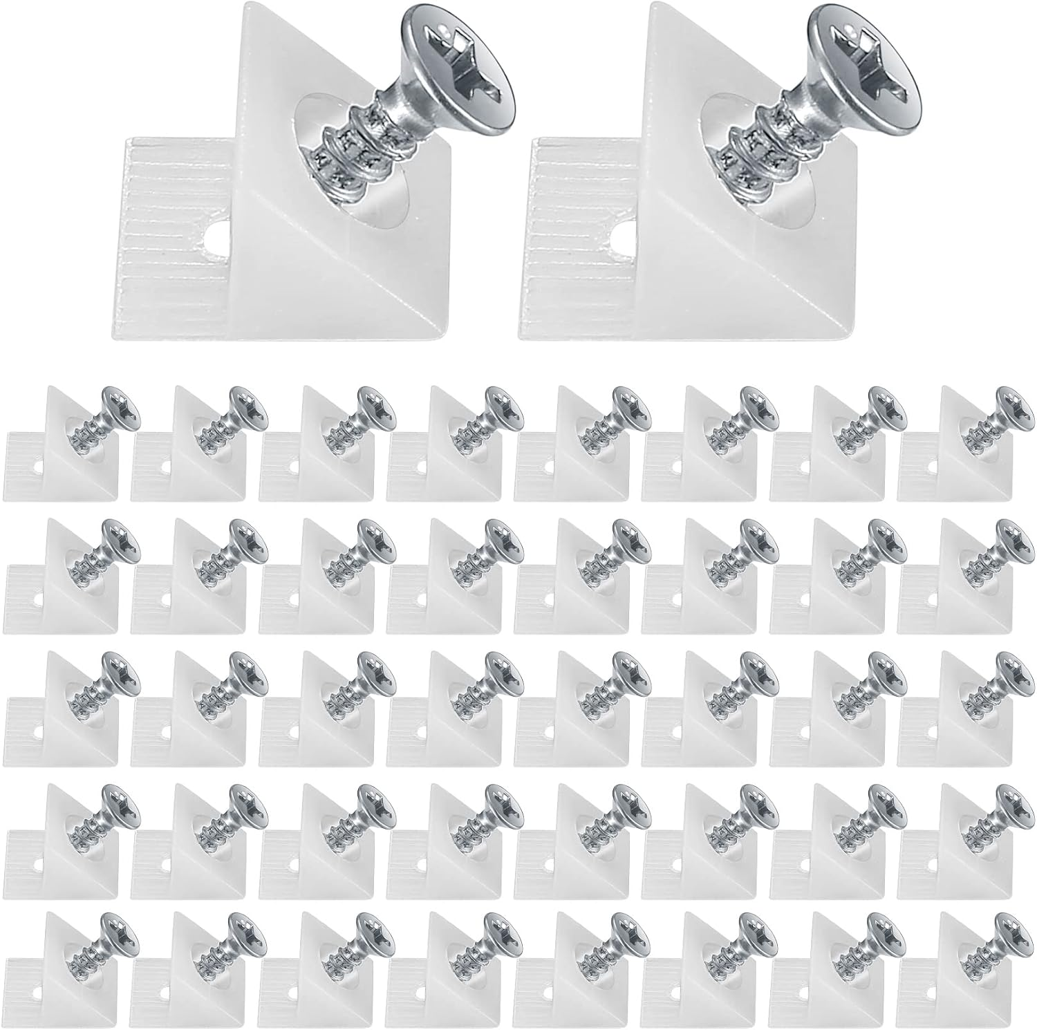 120 Pcs Drawer Wedges with Screws, Drawer Bottom Support Brackets, Fixing Mending Wedges, Plastic Angle Code Bracket Fasteners, Drawer Reinforcement Repair Kit for Furniture Sagging Drawer