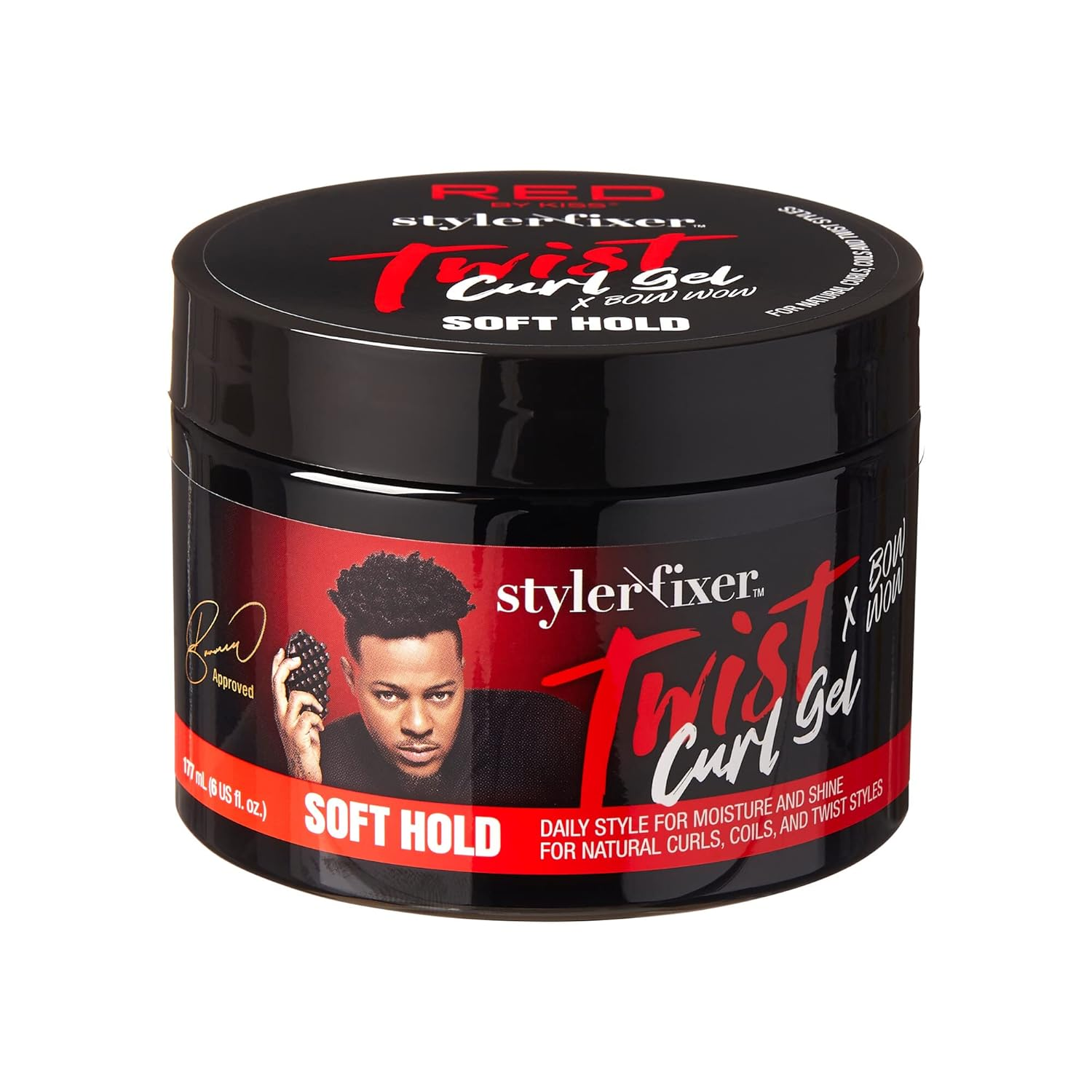 X Bow Wow Styler Fixer Twist Curl Gel, Soft Hold for Afro Hair, Moisturizing with Coconut Scent, Ideal for 360 Waves & Twists, Nourished and Naturally Shiny
