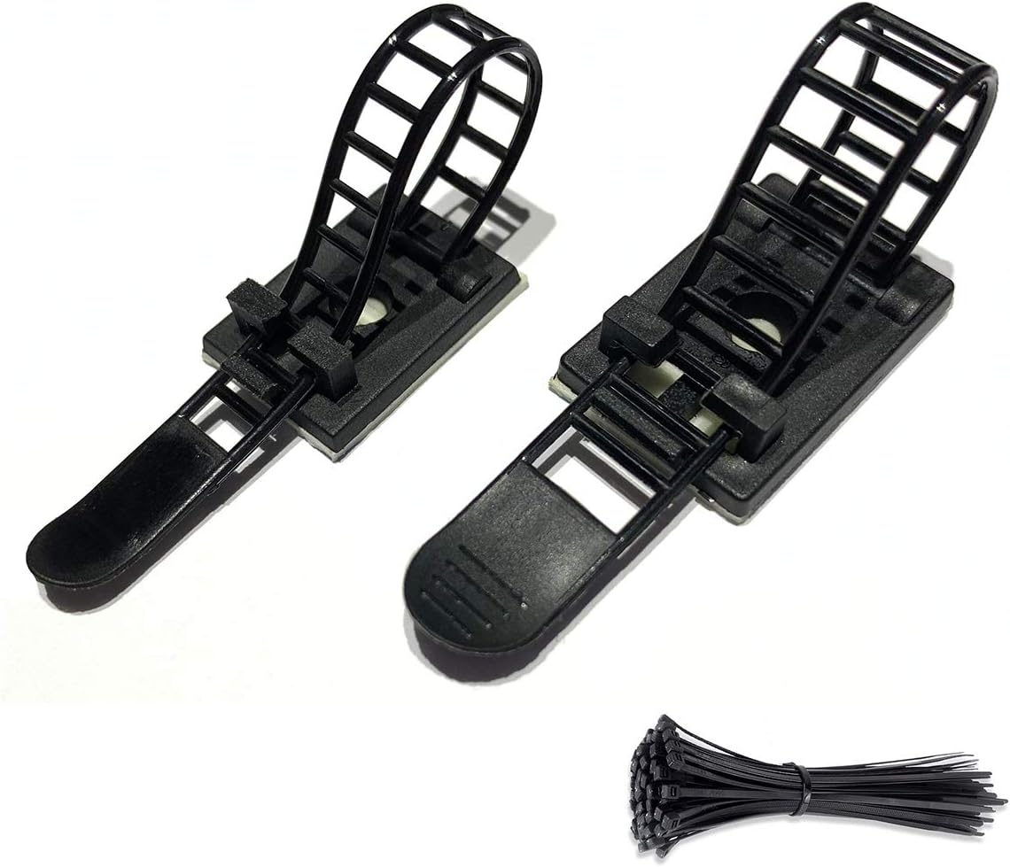 50Pcs 2 Sizes Adjustable Adhesive Cable Ties Cable Clips Wire Strap Cord Clamp for Cable Management at Home and Office + 100Pcs Nylon Zip Ties