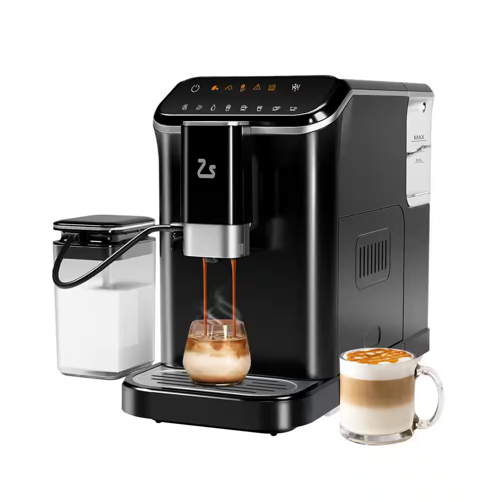 2 Cup All-In-One 20 Bar Espresso Machine in Black with Built-In Grinder and Automatic Milk Frother