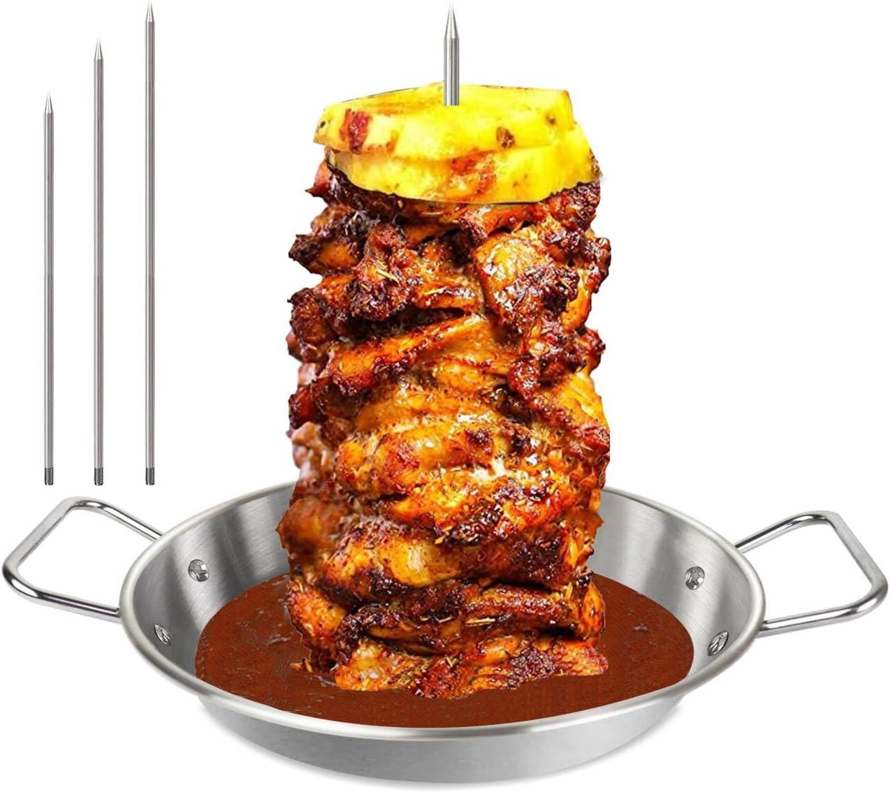 Vertical Skewer Pan For Oven Stainless Steel Al Pastor Skewer Set