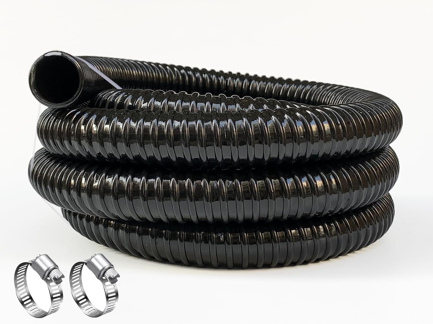 1 1/2 Inch Pond Sump Pump Discharge Hose Corrugated Water Hose Black PVC Tubing 10Ft