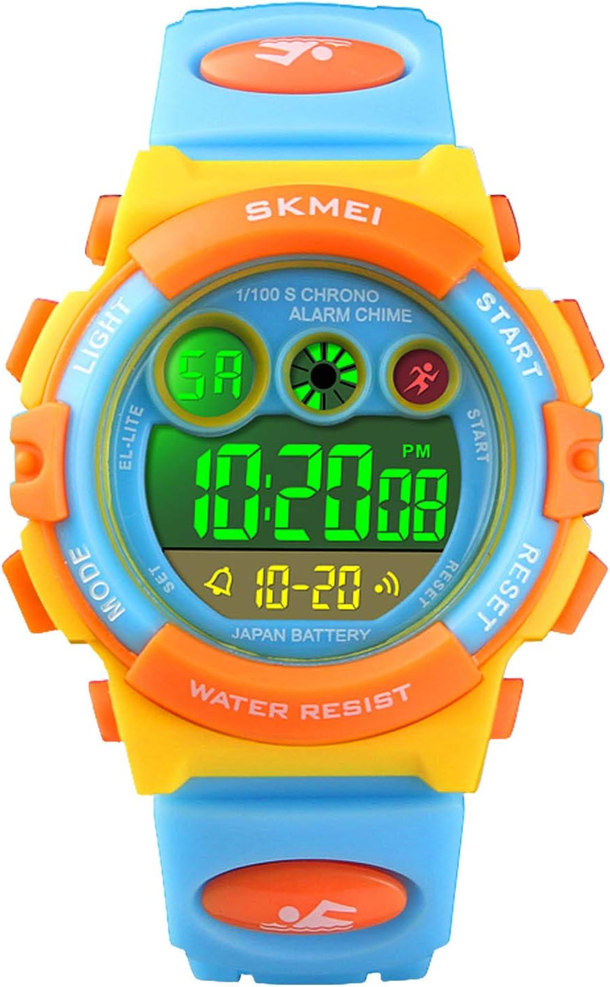 Cofuo Kids Digital Sport Watch for Boys Girls, Kid Waterproof Electronic Multi Function Casual Outdoor Watches, 7 Colorful LED Luminous Alarm Stopwatch Wristwatch
