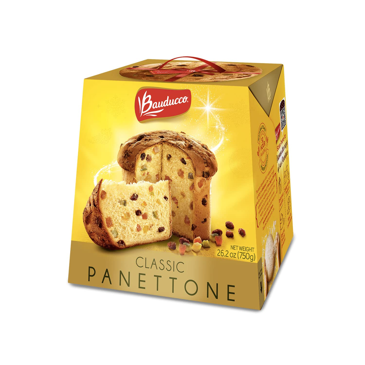 Panettone Classic - Moist & Fresh Fruit Holiday Cake - Traditional Italian Recipe with Candied Fruit & Raisins - 26.2Oz