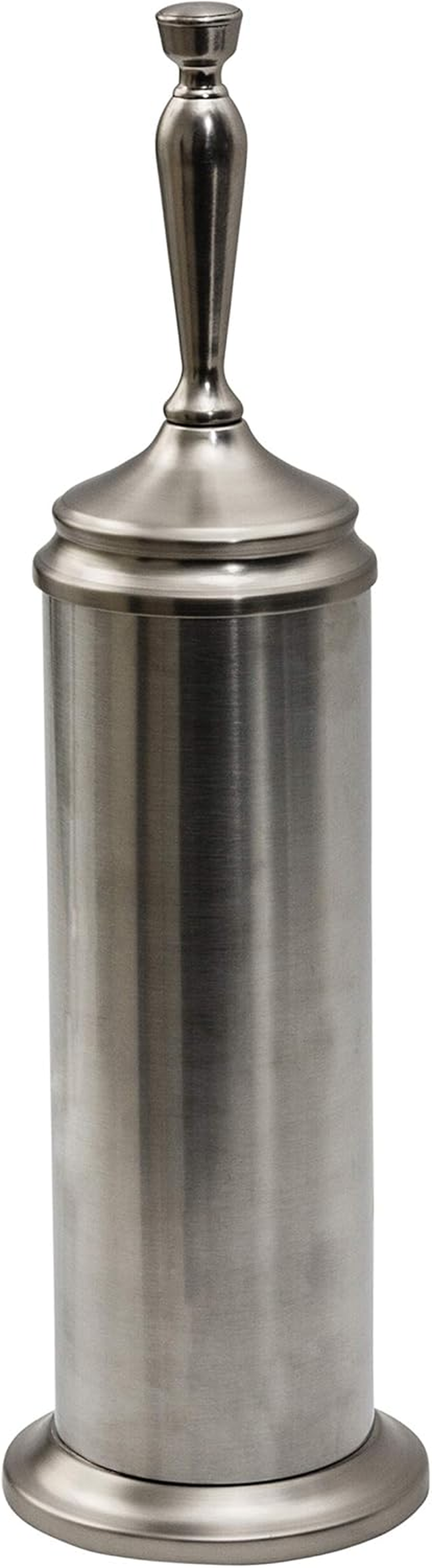 Adora Stainless Steel Toilet Brush with Holder, Bowl Scrubber with Durable Cleaning Bristles, Hidden Brush with Splash Protective Disc Design - Satin Nickel