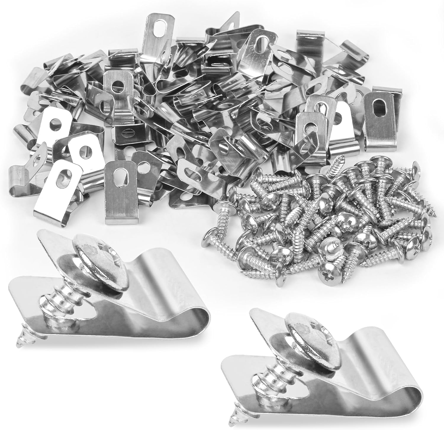 120 Pcs Fence Wire Clamps Stainless Steel Fencing Mounting Clips With120 Pcs Stainless Steel Screws for 12-16 Gauge Welded Wire to Wood, Metal or Vinyl Fence(X120 Kit)