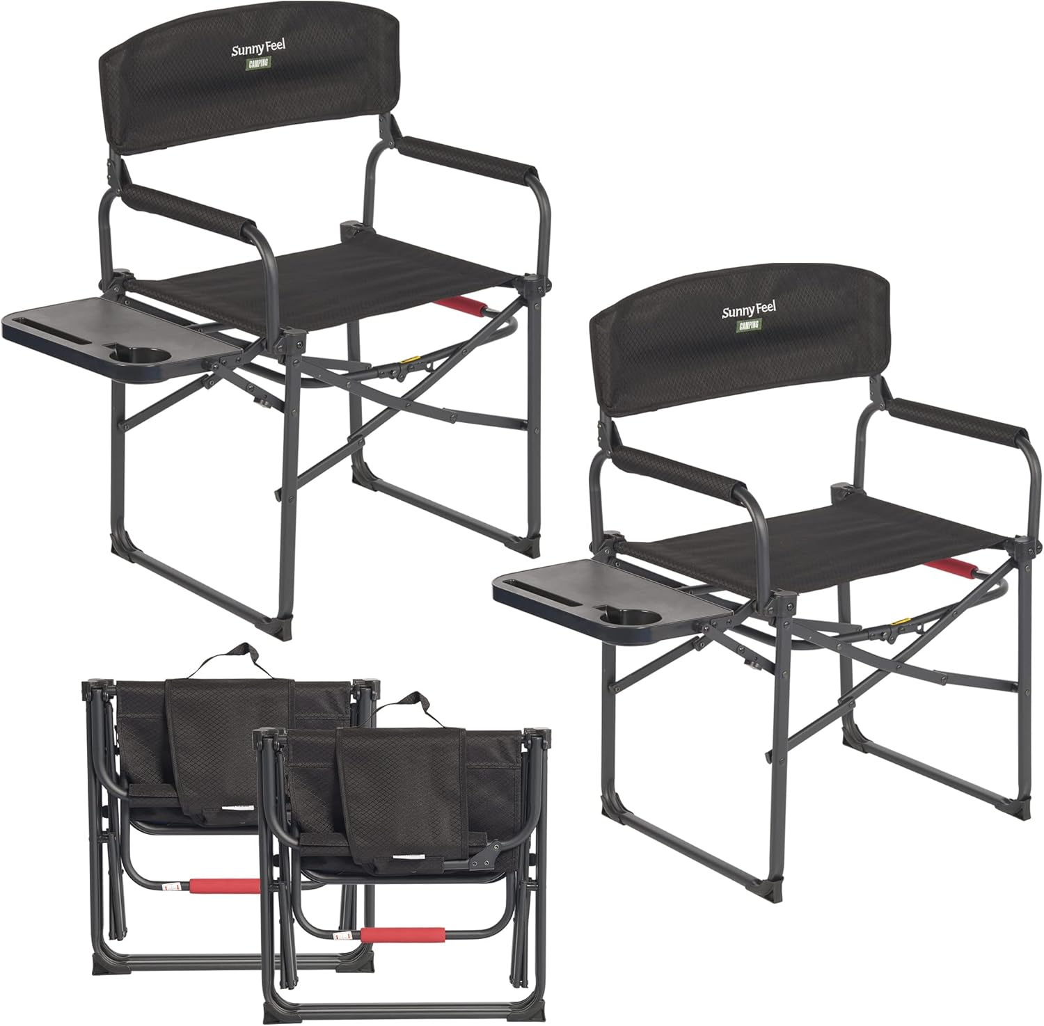 Camping Directors Chair, Heavy Duty,Oversized Portable Folding Chair with Side Table, Pocket for Beach, Fishing,Trip,Picnic,Lawn,Concert Outdoor Foldable Camp Chairs
