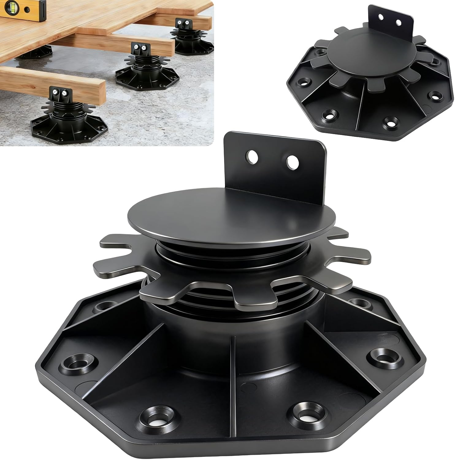 12 Pack Adjustable Deck Support Pedestal, Waterproof Rust-Proof Deck Blocks, Deck Foundation Support Base for Outdoor Deck, Platform, Terraces