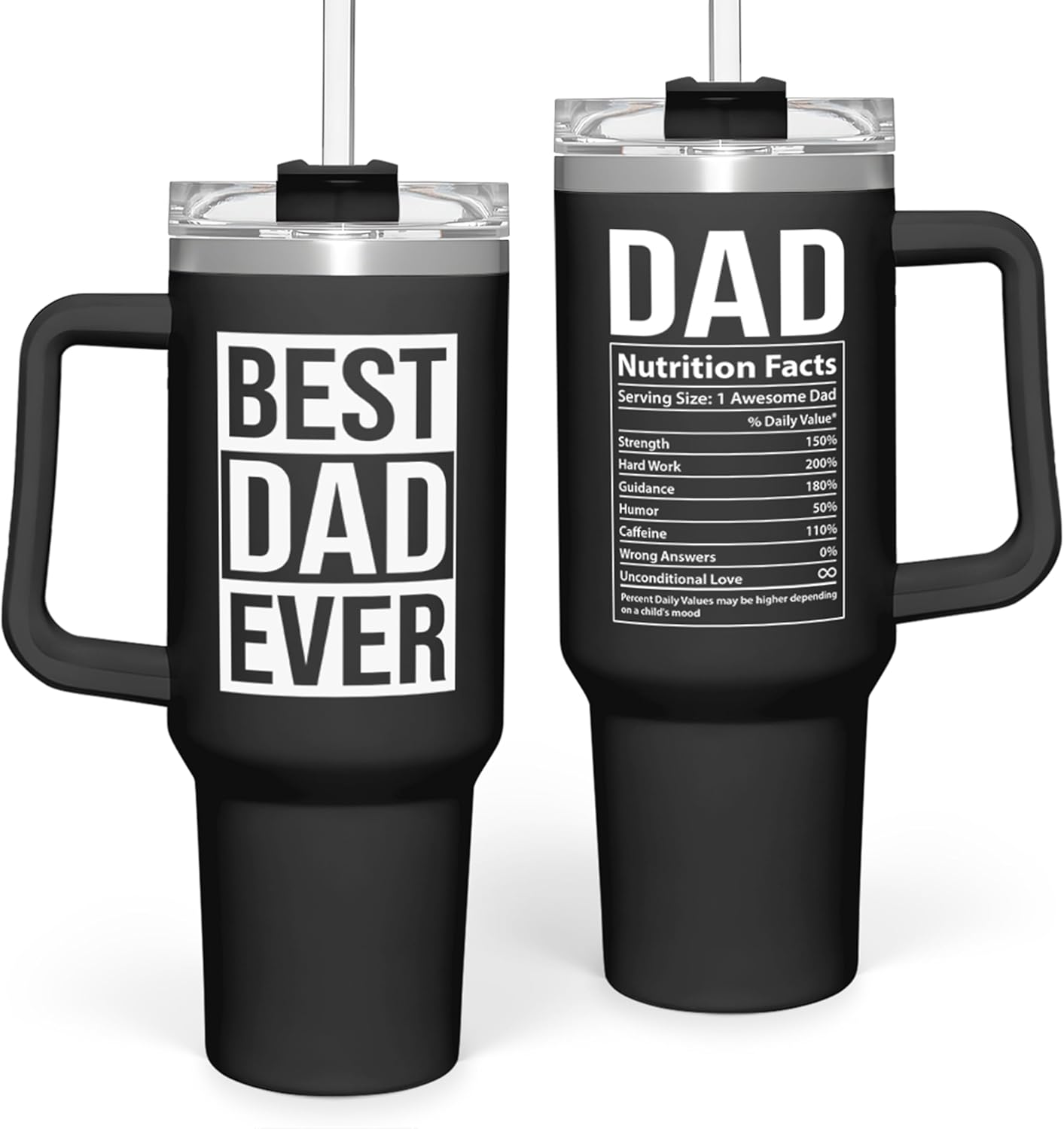 Dad Gifts for Dad from Daughter Son Best Dad Ever Tumbler with Handle 40Oz Stainless Steel Insulated - Coffee Tumbler for Dad Father'S Day Birthday Christmas Cup Gift Set with Lid & Straw