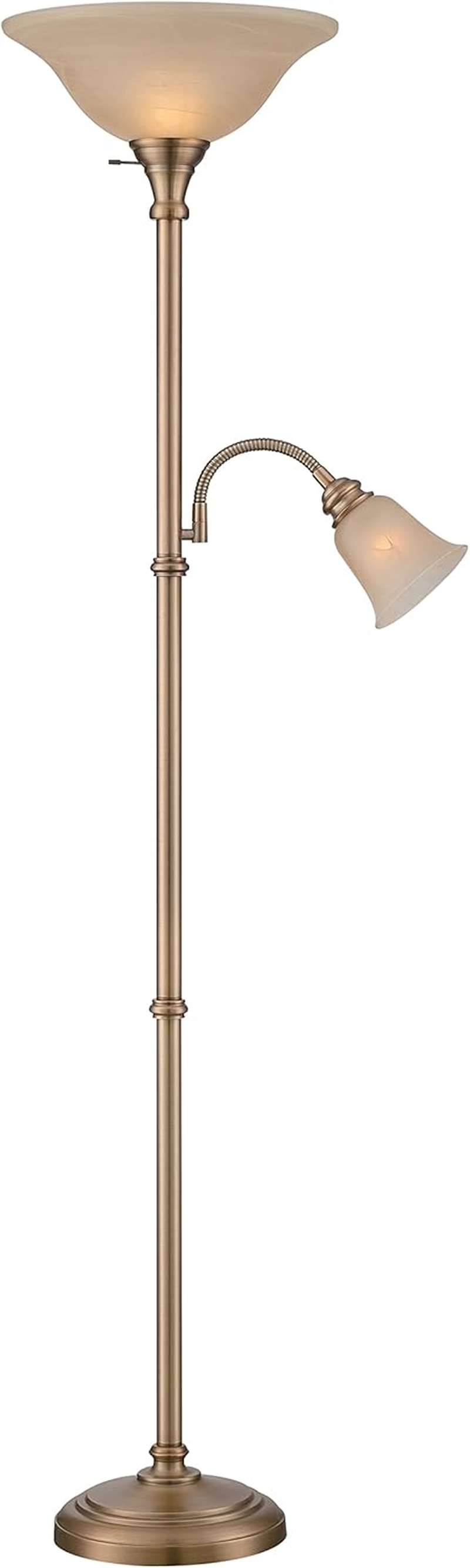 Antique Brass Torchiere Lamp -  Henley Reading Light, 72