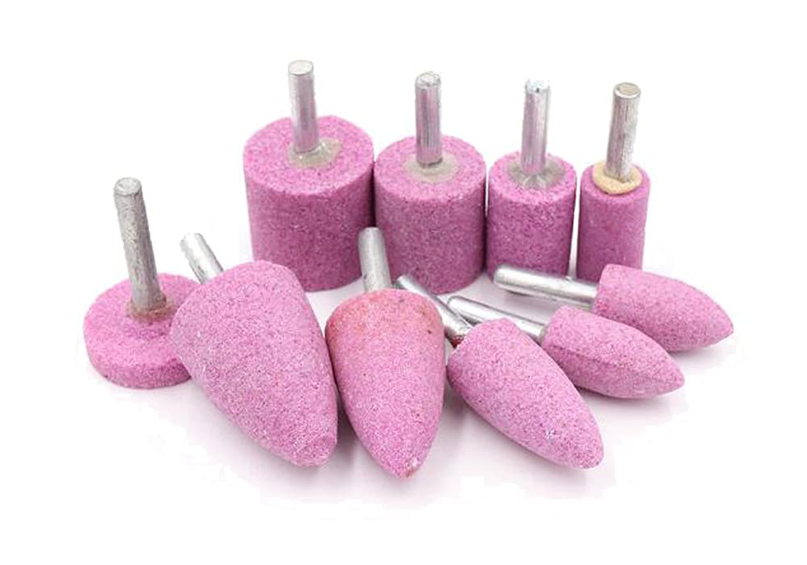 10 Pcs Drill Grinding Stone, 1/4 Inch Shank Abrasive Stones Mounted Grinding Bits for Metal, Aluminum, Brass, Steel
