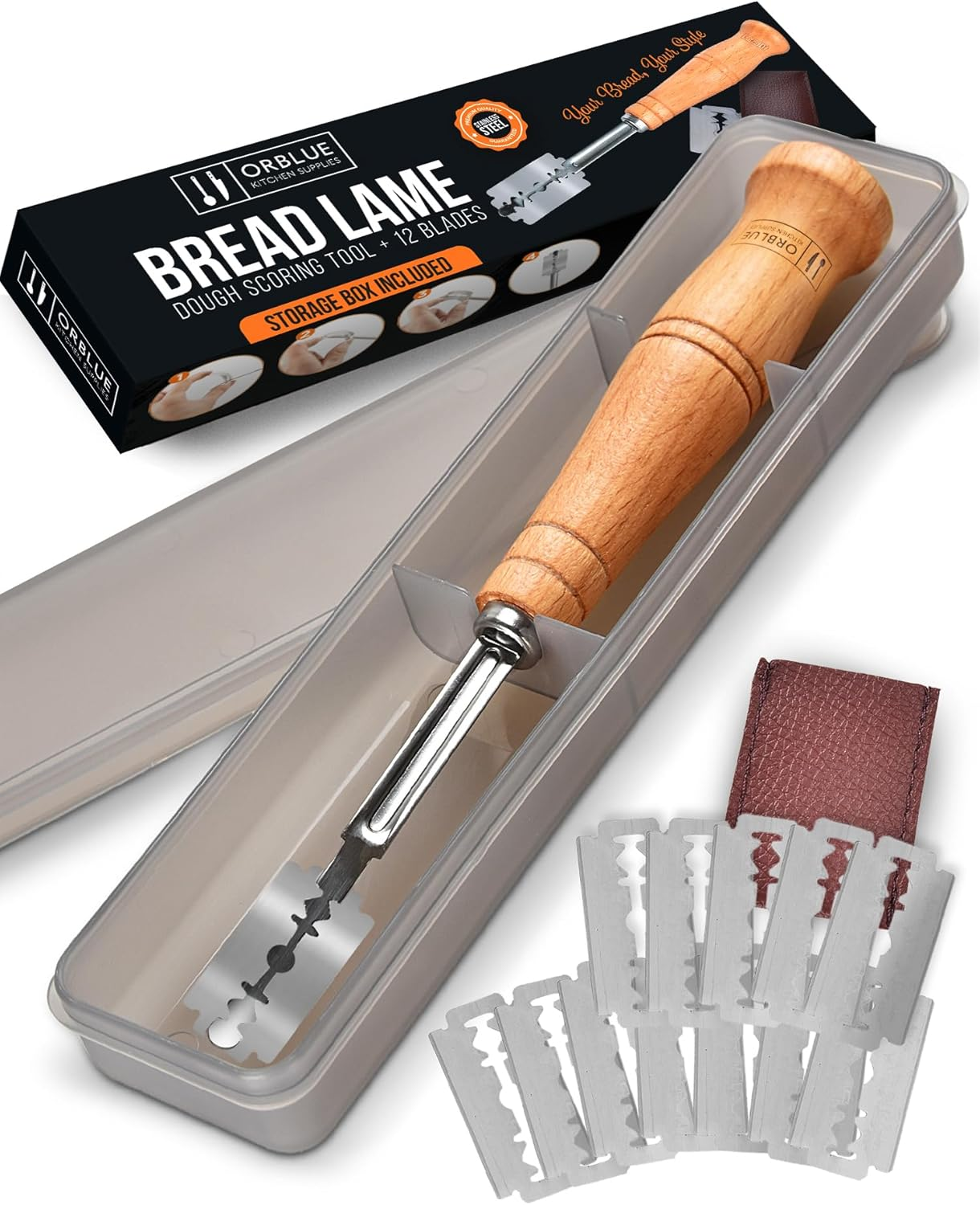 Bread Lame, Bread Scoring Knife, Bread Lame Dough Scoring Tool for Artisan Sourdough, Lame Bread Tool, Essential Baking Supplies with 12 Blades Included