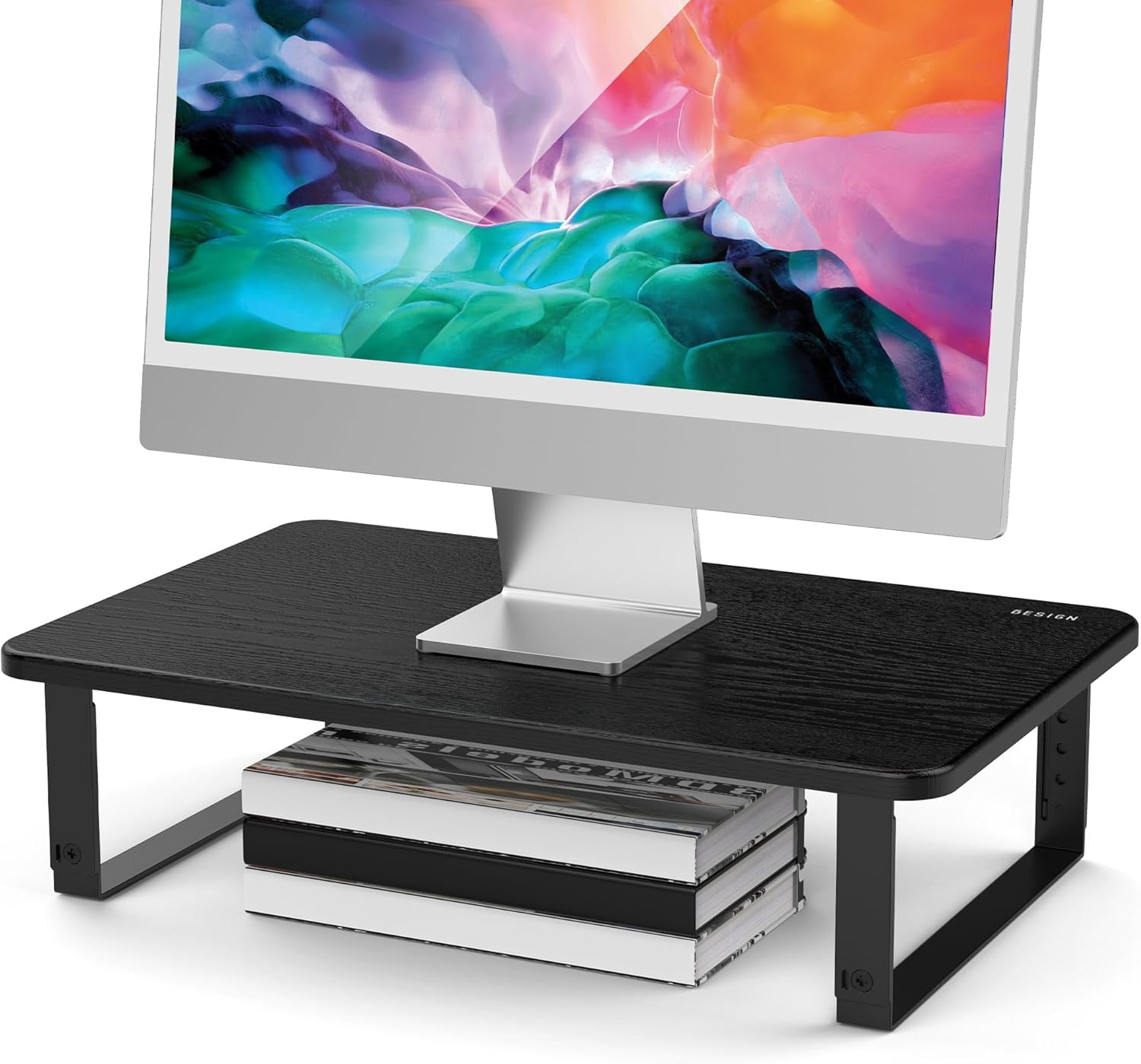 MS01 Monitor Stand Riser, Height Adjustable Laptop Stand, Computer Monitor Stand for Monitor, Computer,Laptop,Printer (Black)