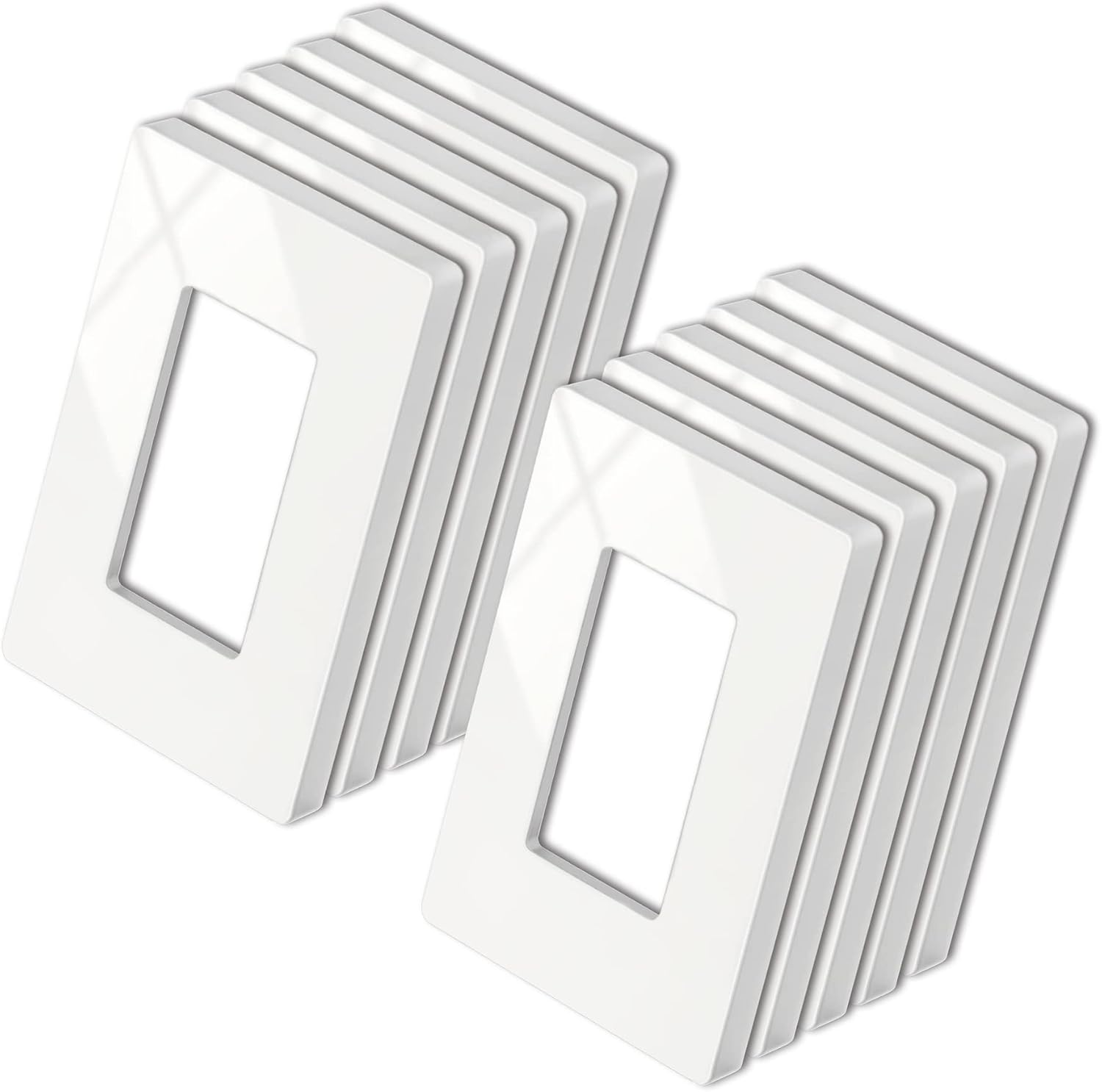 10 Pack of 1-Gang Decorator Screwless Wall Plate, USWP4 Gloss White Series Decor Outlet Cover, 11.91cm x 7.39cm, for Light Switch, Dimmer, GFCI, USB Receptacle