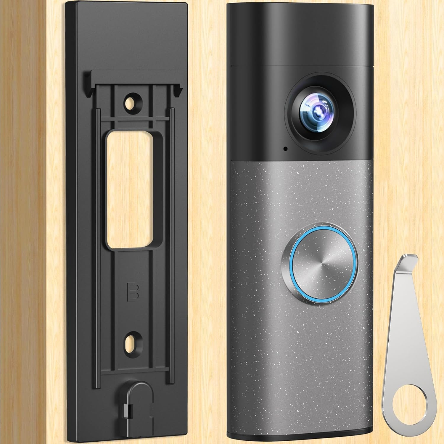 2026 Upgrade No-Drill Adhesive Mount for Ring Newest 2026 Battery Doorbell, No Drilling Wireless Video Camera Door Mounting Holder Bracket Accessories Easy Installation for Apartments Office Houses