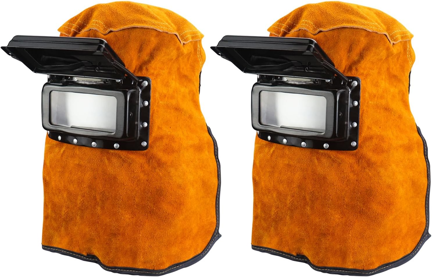 Welding Helmet Mask with Flip Open Lens, Leather Welding Hood Grinding Protective Work Cap Head Face Neck Shield