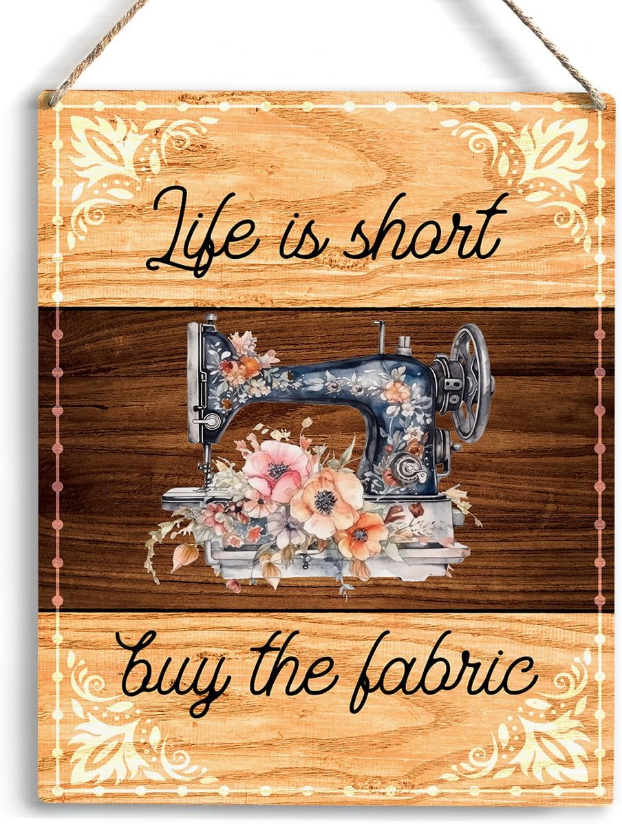 Retro Sewing Supplies Home Decor Wall Decor Sewing Accessories Wall Art Rustic Wooden Hanging Sign Quilting Supplies for Quilters Sewers Sewing Lovers Office House Home Sewing Room Bathroom Decor