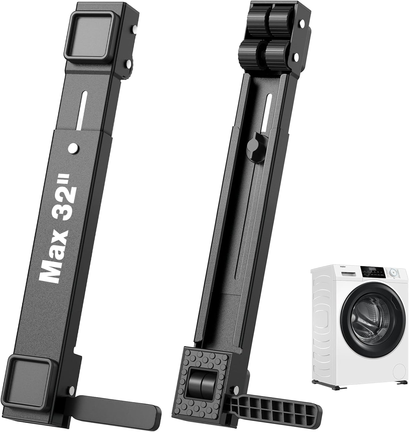 Appliance Slider Heavy Duty with Wheels, Adjustable Appliance Roller Base Max 32", Lockable Furniture Mover for Hardwood Floors, Easy Move for Refrigerator, Dryer, Dishwasher, Washing Machine (Black)