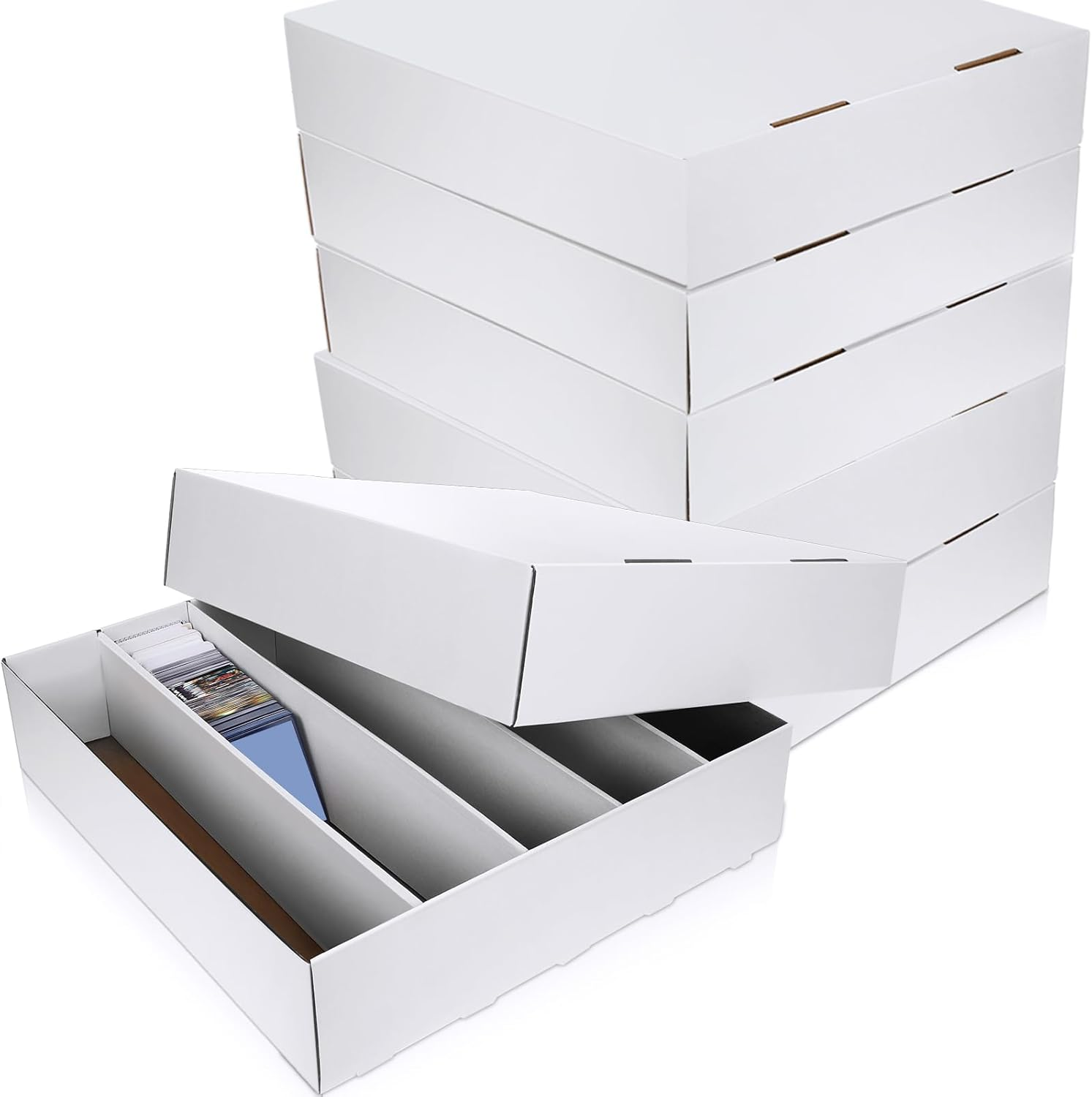 5000 Count Card Storage Boxes for Trading and Gaming Cards White Cardboard Organizer with Divider Collector Holders Collectibles Box for Sports Basketball Collecting(12 Pcs)