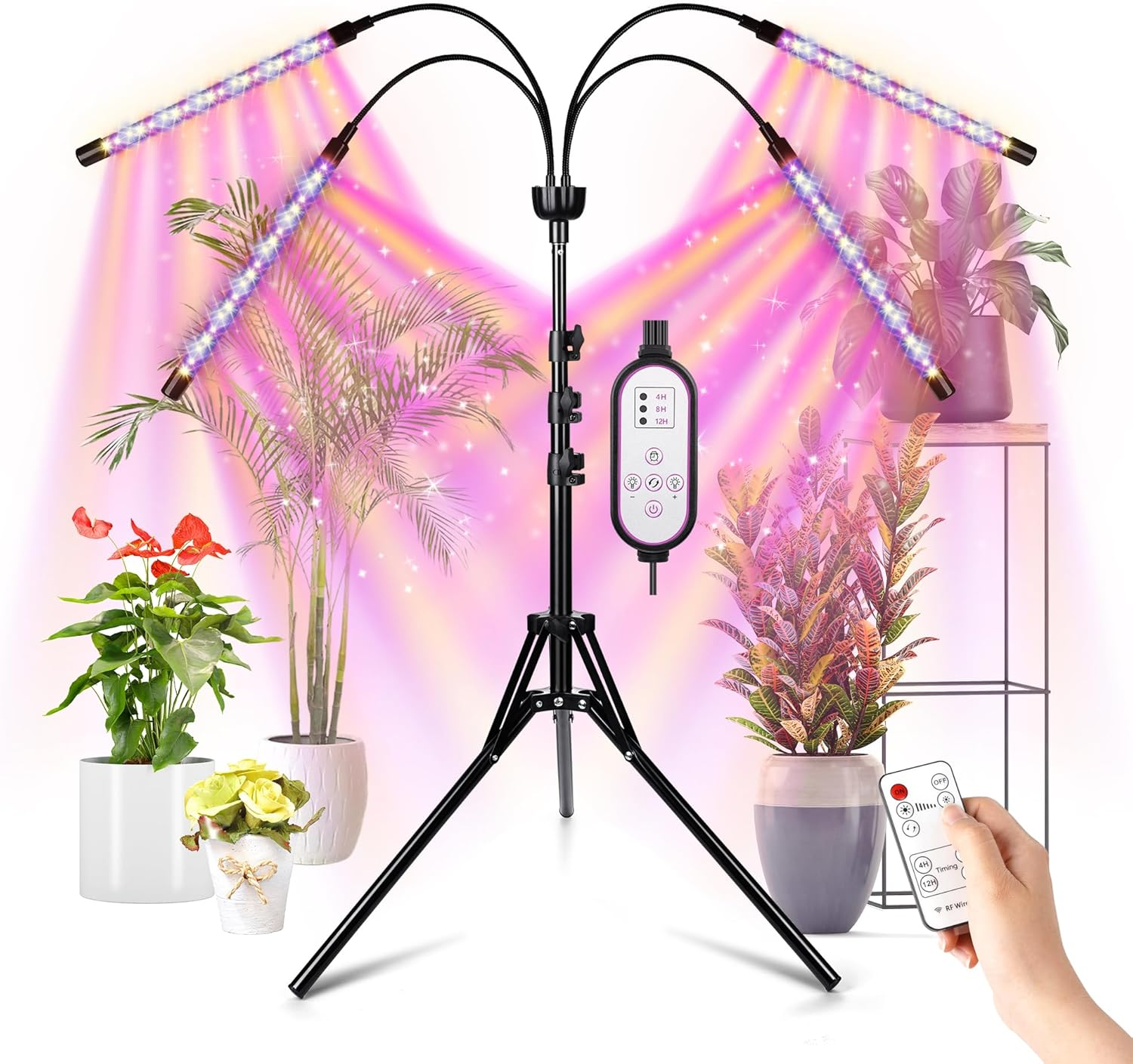 Full Spectrum LED Grow Light with Adjustable Tripod and Remote Control Timer