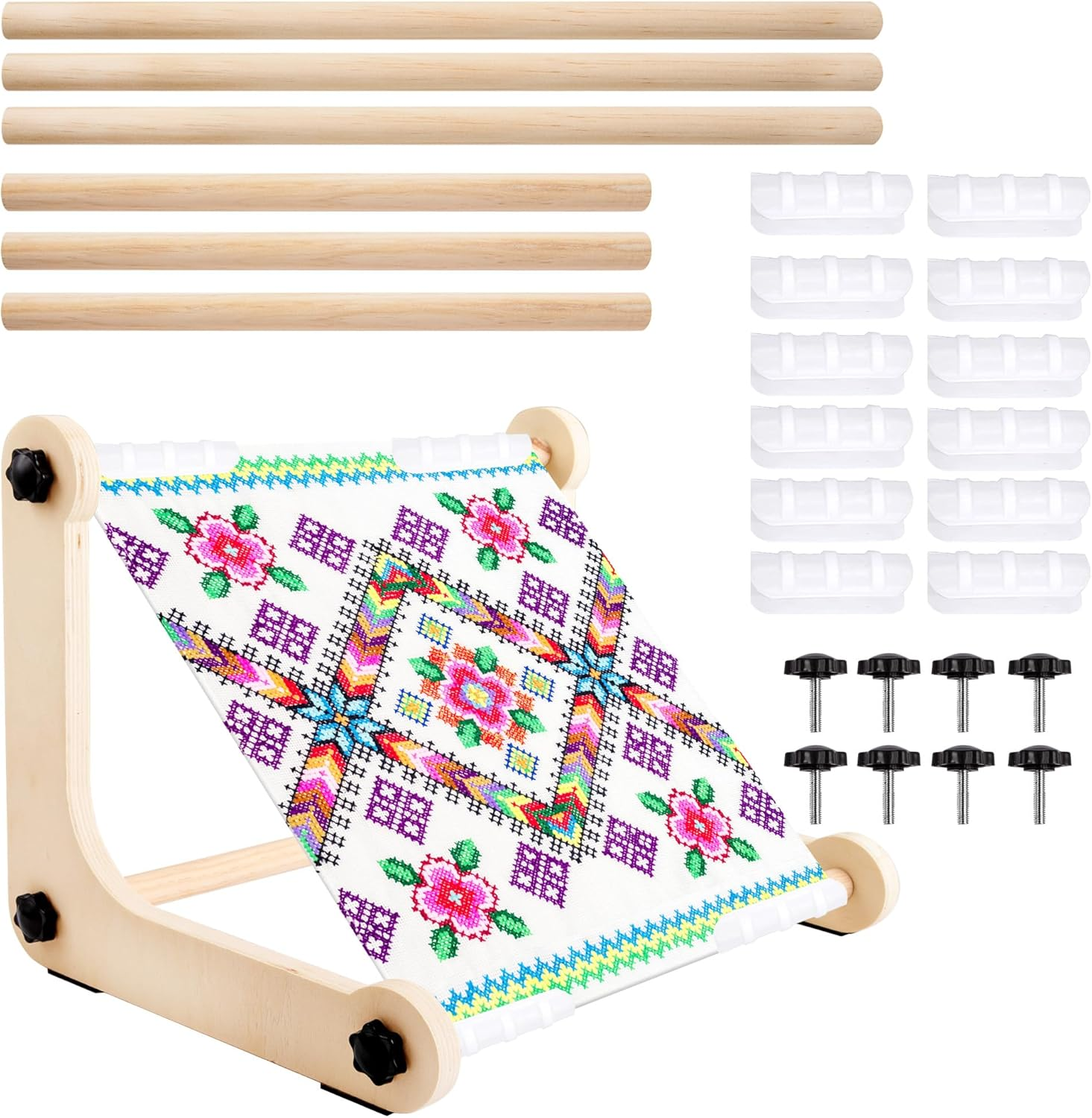Adjustable Embroidery Table Stand, Cross Stitch Table Stand, Wooden Embroidery Frame for Arts Crafts Sewing Kit Supplies, 2 Sizes Rod ( 11.8