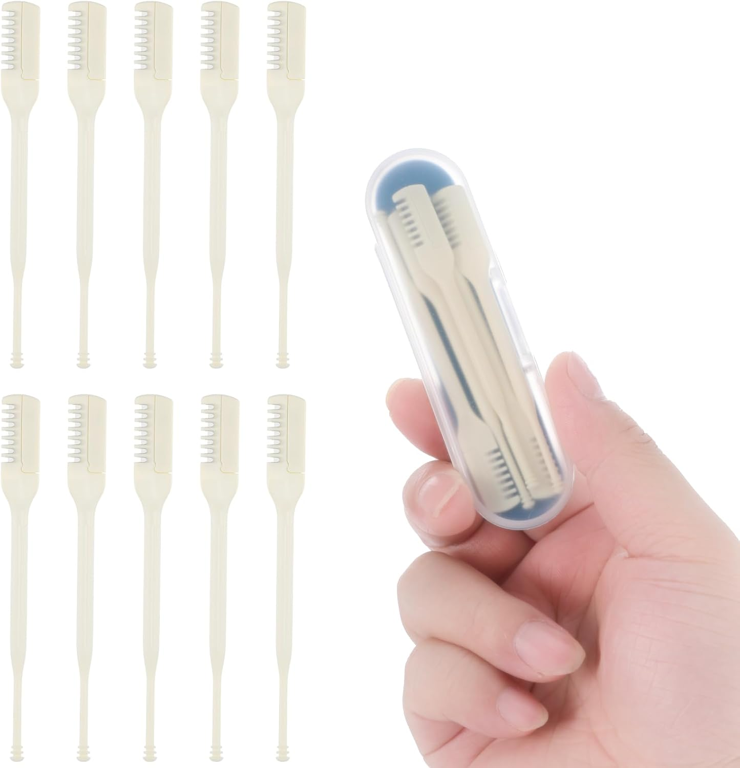 10-Pack Manual Nose Hair Trimmer, 360° Rotating Nasal Hair Cutter with Ear Picker for Women Men Double Sided Nose Hairs Remover Tool