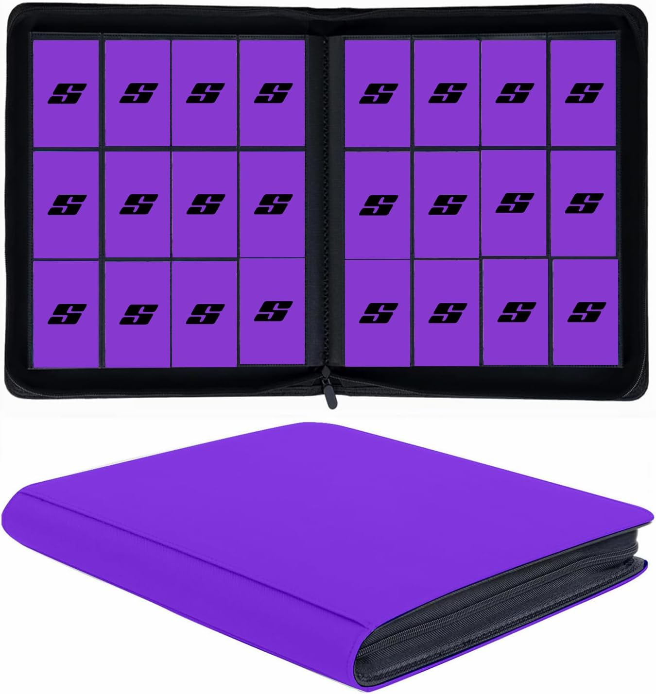12 Pocket 720 Pockets Trading Card Binder, Ringless Side Loading Card  Holder Alb