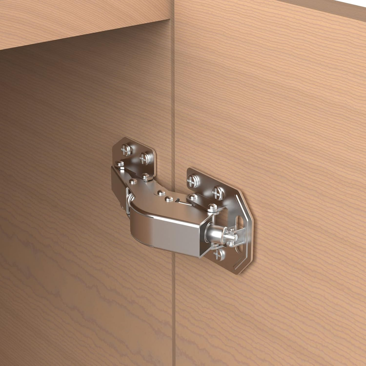 50 Pack 90 Degree Soft Close Surface Mount Spring Hinges, No Pre-Drilled Easy Installation, Noiseless Frameless Hidden Concealed Kitchen Cabinet Hinge for Cupboard Folded Replacement Hardware