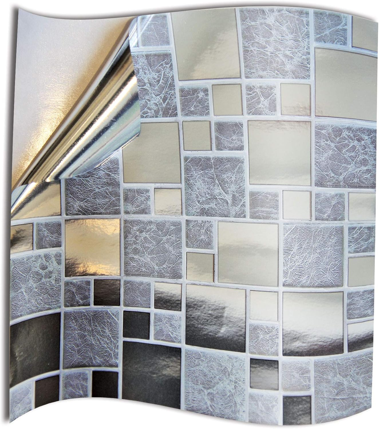 72 Pack Silver Chrome Peel Stick Tile Stickers 15x15cm Kitchen Bathroom NEW