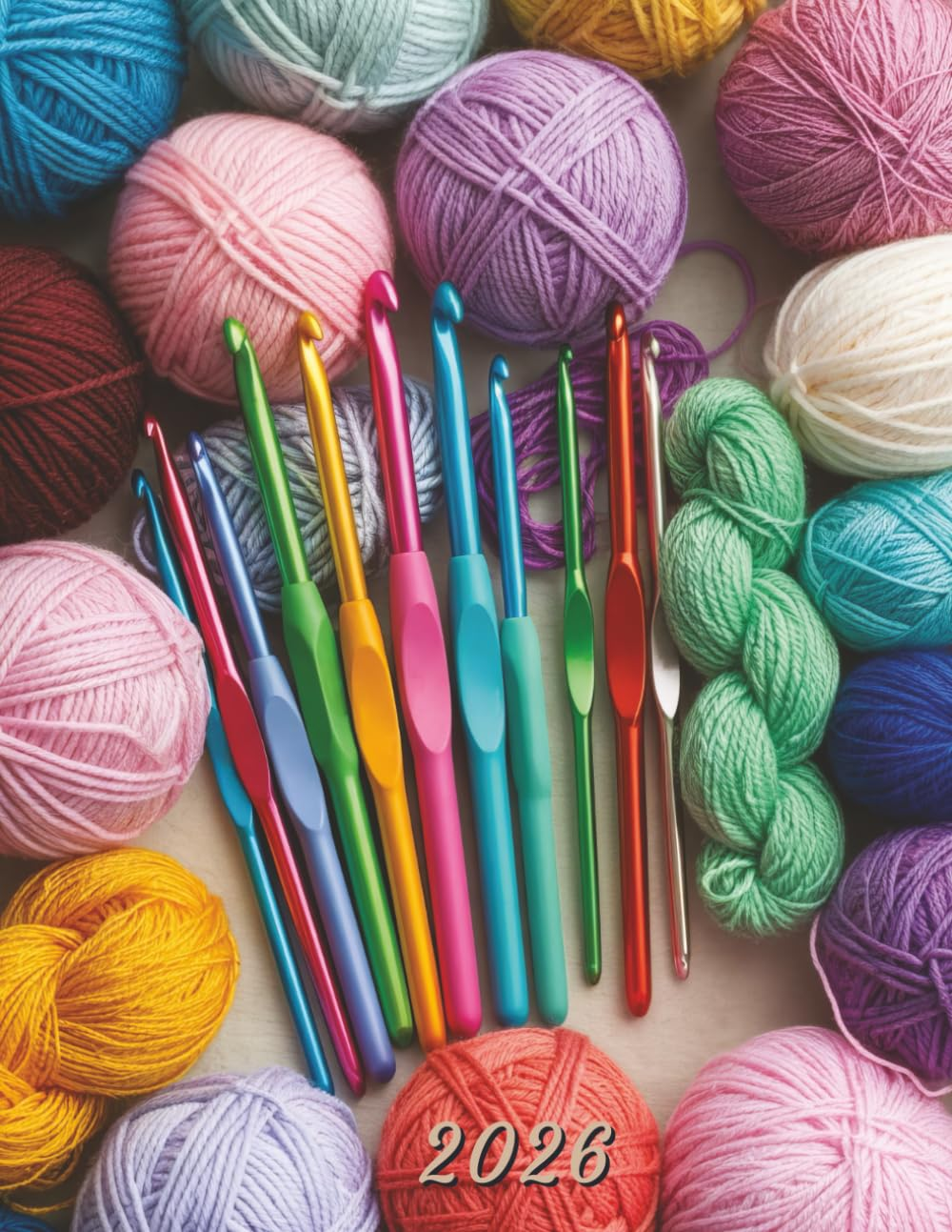2026: Large Monthly Calendar Planner – Crochet Hooks And Yarn