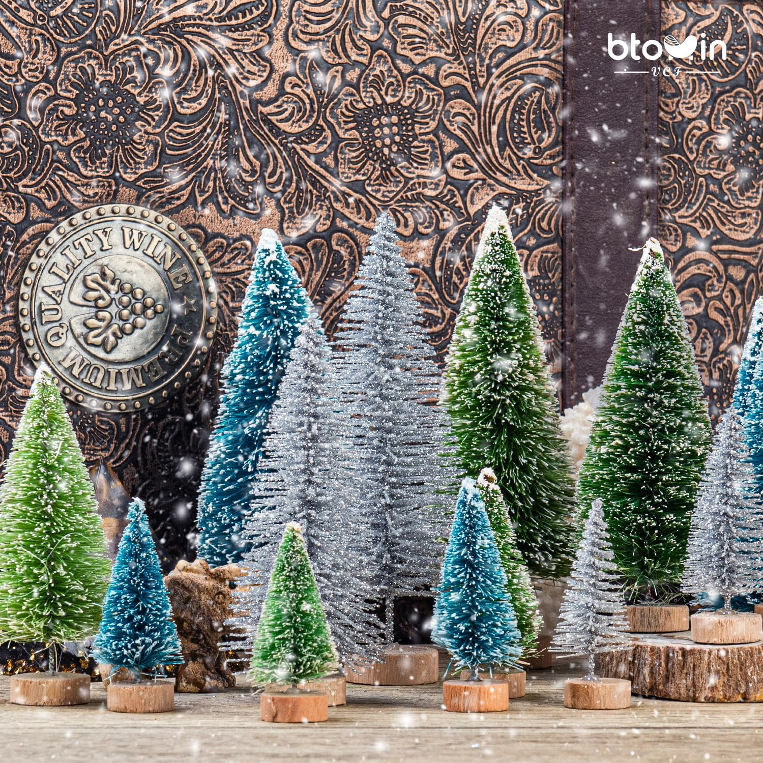 30 Pcs Mini Christmas Trees, Btowin VCF 3 Color Artificial Snow Frost Trees S... - Picture 7 of 13