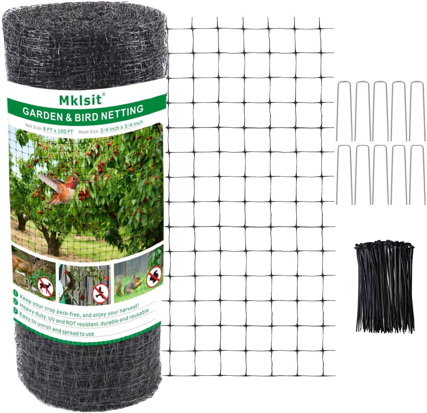 Deer Netting Fence, 8ft x 100ft Bird Netting Heavy Duty Garden Netting for Garden Protection Fruit Trees Vegetable  Against Birds, Deer and Other Animals
