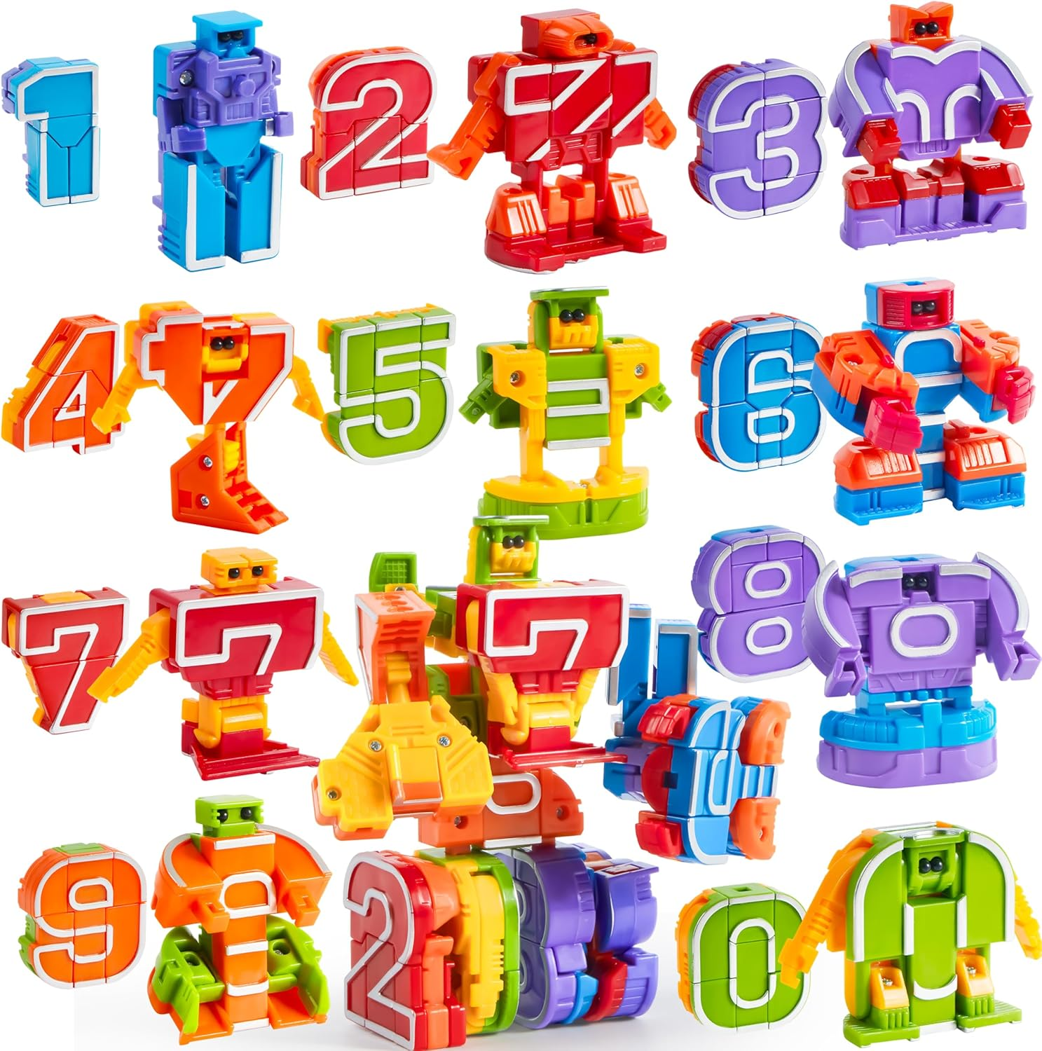 10 PCS Number Bots Transforming Digit Robots STEM Set for Kids Ages 3-6 Yrs Fun!