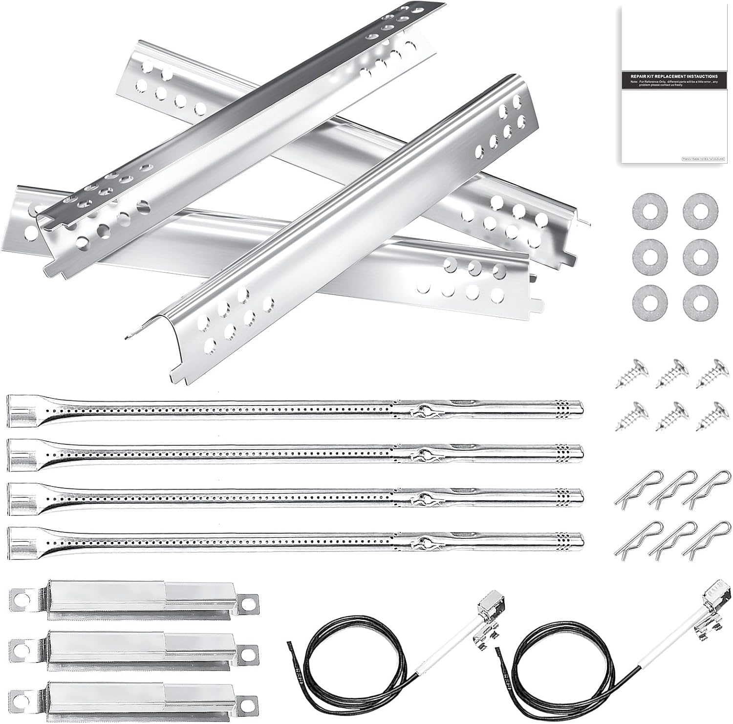 Grill Replacement Parts for Charbroil Advantage Series 4 Burner 463344116, 466344116 Gas Grill, 14 3/8" Grill Burners Tube,15 1/2" Heat Plate Tent Shield,Adjustable Carryover Tube,G361-0003-W1