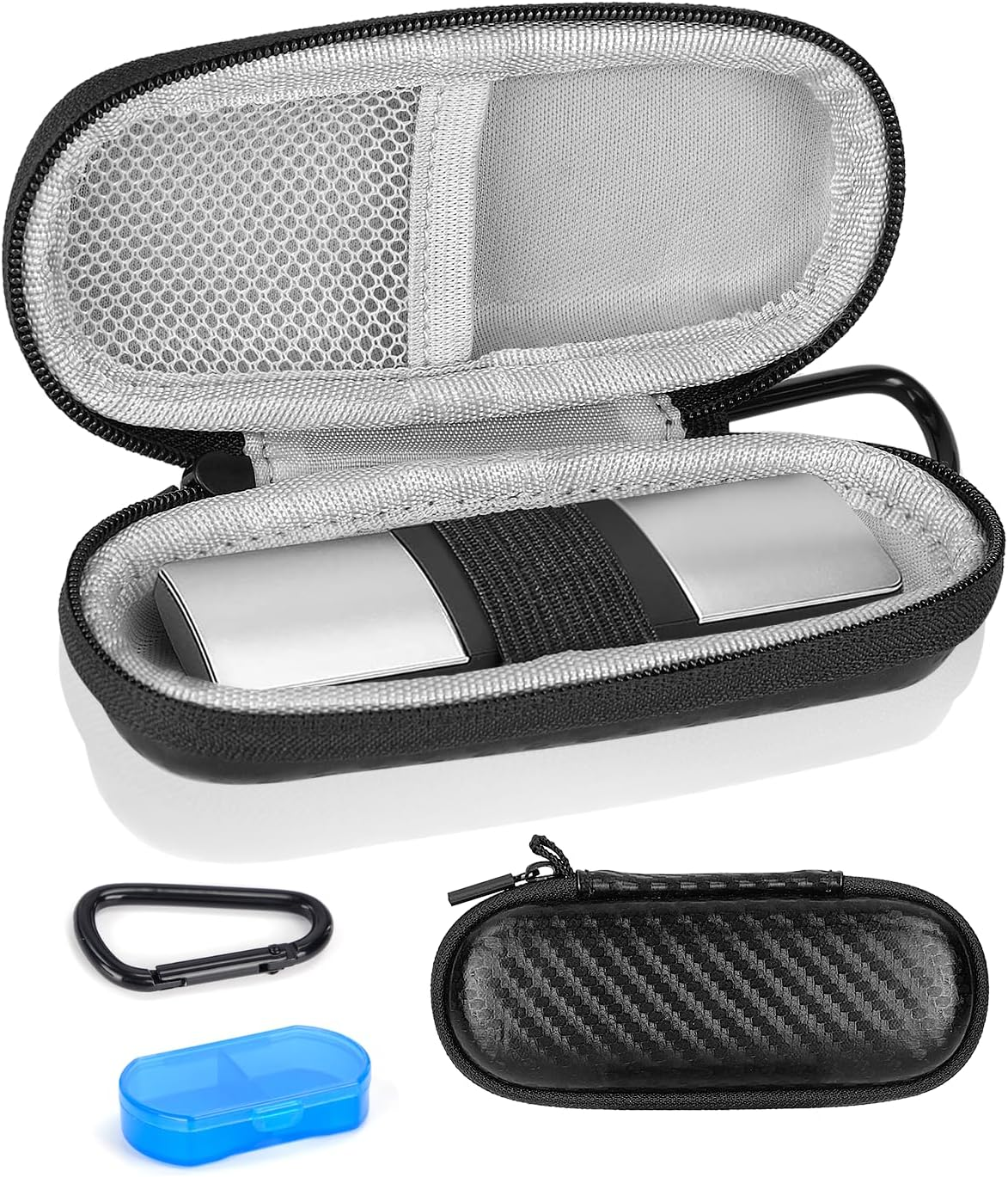 Case for kardiamobile EKG Heart Monitor, Hard Travel Case for KardiaMobile 6L, Case for Kardia EKG Monitor, Pill Box and Carabiner Clip Included, Heart Monitor Travel Case