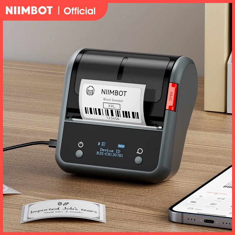 B3S Portable Thermal Printer Barcode Self-adhesive Pocket Label Printer Mini Sticker Maker For Jewelry ClothingCommercia