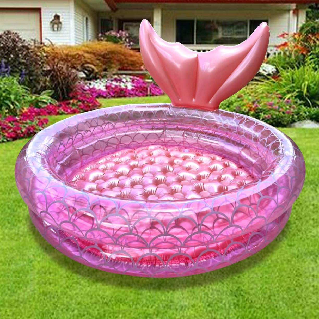 Kiddie Swimming Pool, Inflatable Mermaid Pool, Indoor Outdoor Ball Pit for Kids (47 Inch)