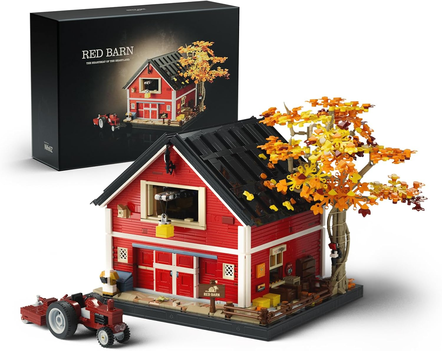 Red Barn Building Set for Adults, Vintage Countryside Style Model Toy for Display and Home Décor, Highly Detailed House Collectible Gift (3,507 PCS, NF10314)
