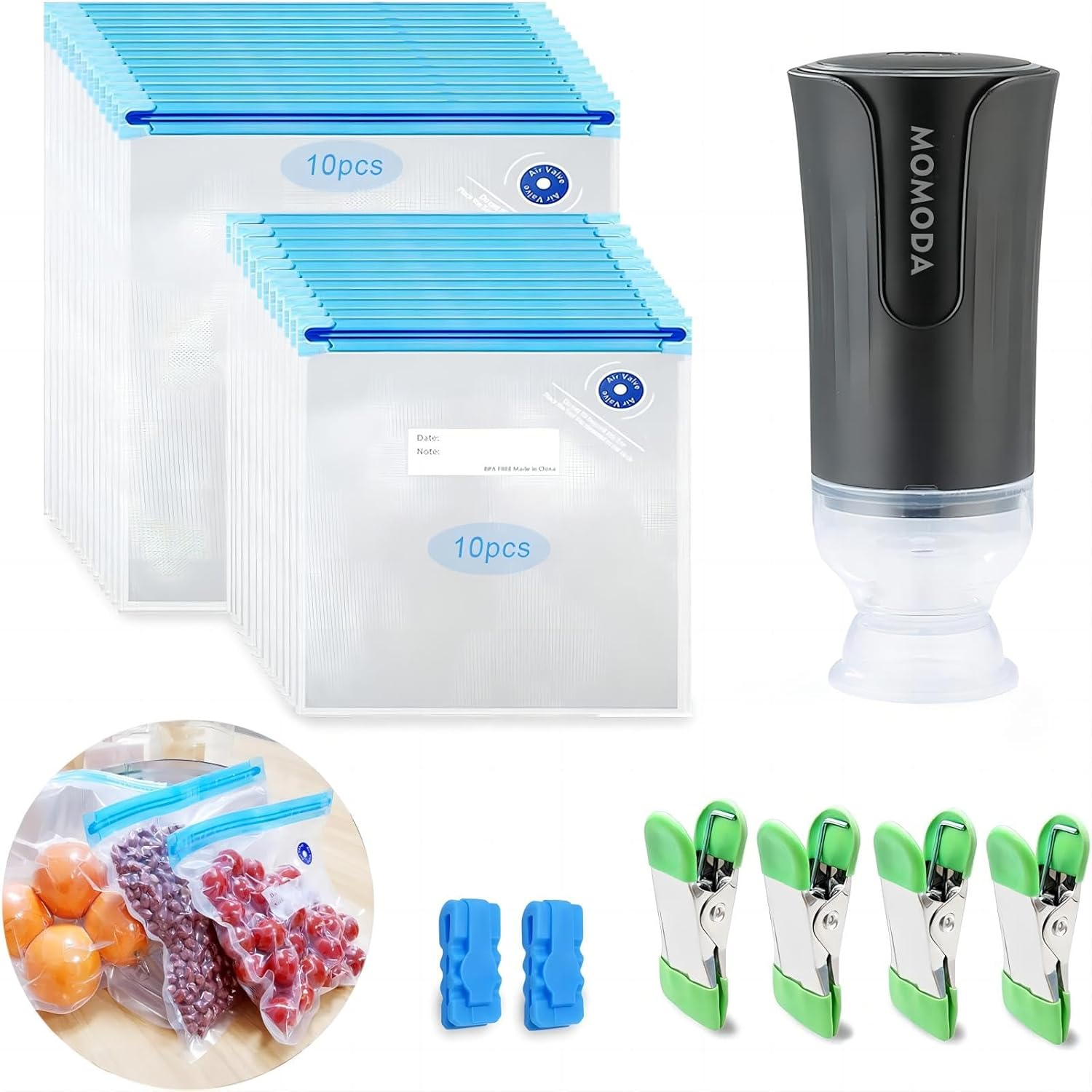 Sous Vide Cooking Bags Set of 20 | Bpa-Free Reusable Vacuum Seal Bags Air Valve