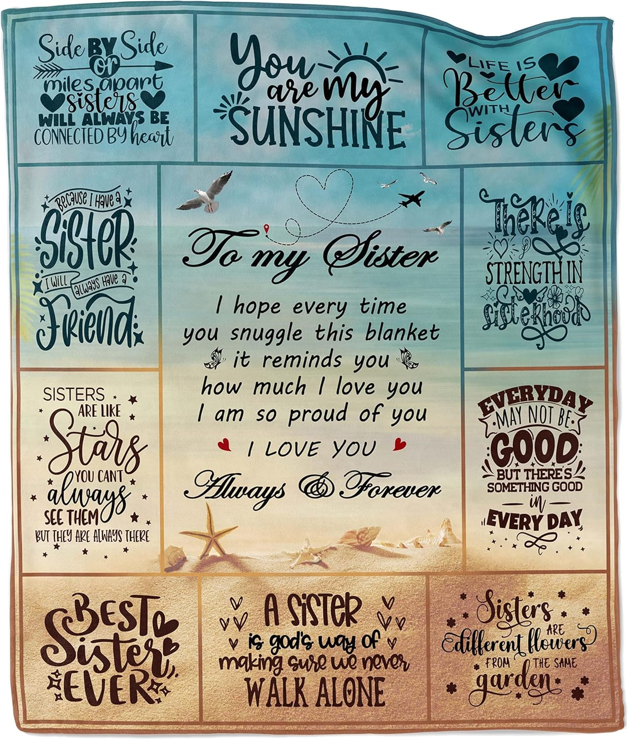 Sister Gifts Blanket, Sister Birthday Gifts Ideas, Birthday Gifts for Sisters, Best Sisters Ever Gift for Women, Mothers Day Christmas Big Sis Gifts Soft Flannel Throw Blanket 60