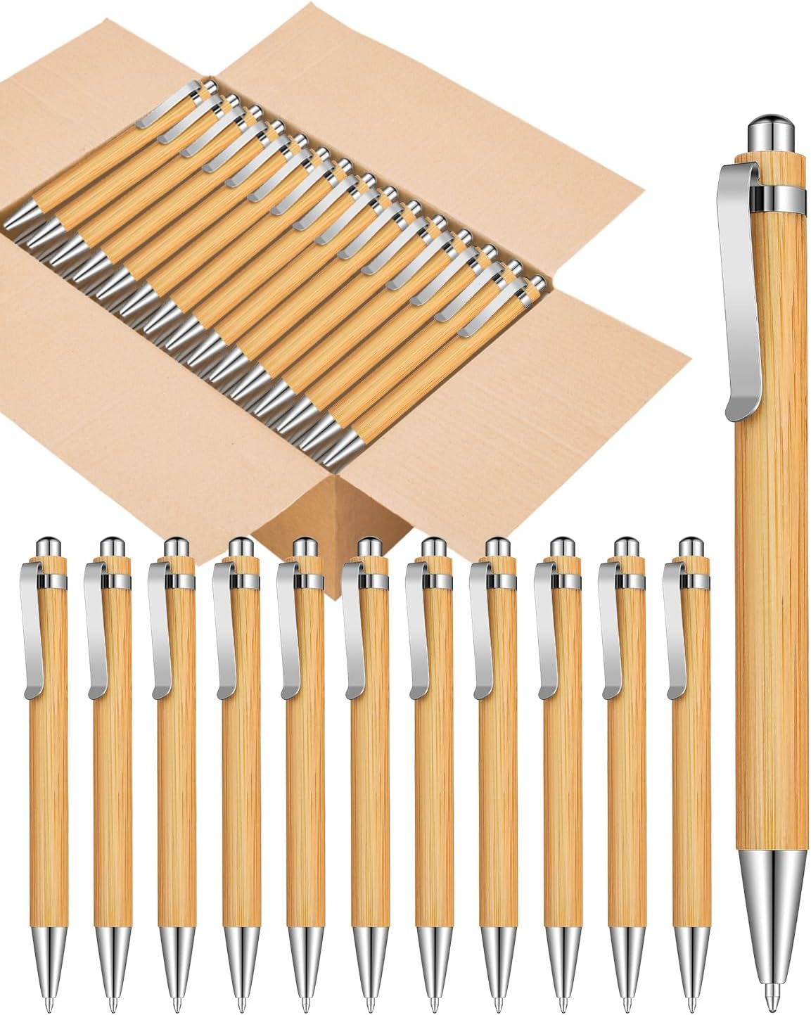 200Pcs Bamboo Pens Bulk Wooden Bamboo Pens Engraving Wooden Ballpoint Pen Customizable Gift Pen Bulk