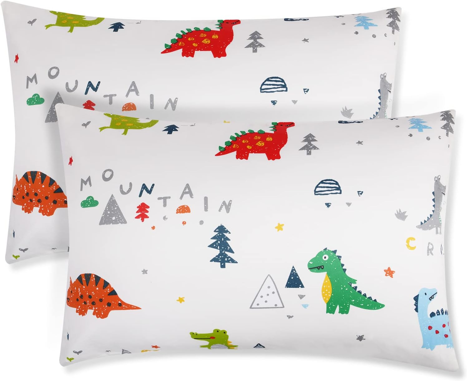 Federa per Cuscini per Bambini, 2 Pezzi 40X60 Cm Fodera per Cuscino, Federa Decorativa per Cuscino Federa Cuscino in 100% Cotone, Federa per Cuscino Da Viaggio, Modello Di Dinosauro