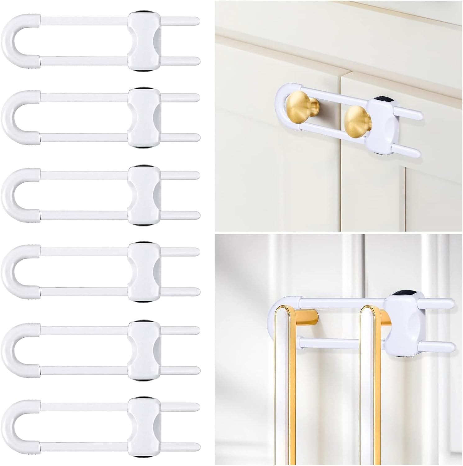 Packs Sliding Cabinet Locks, Baby Proofing U-Shaped Child Safety - Main Image