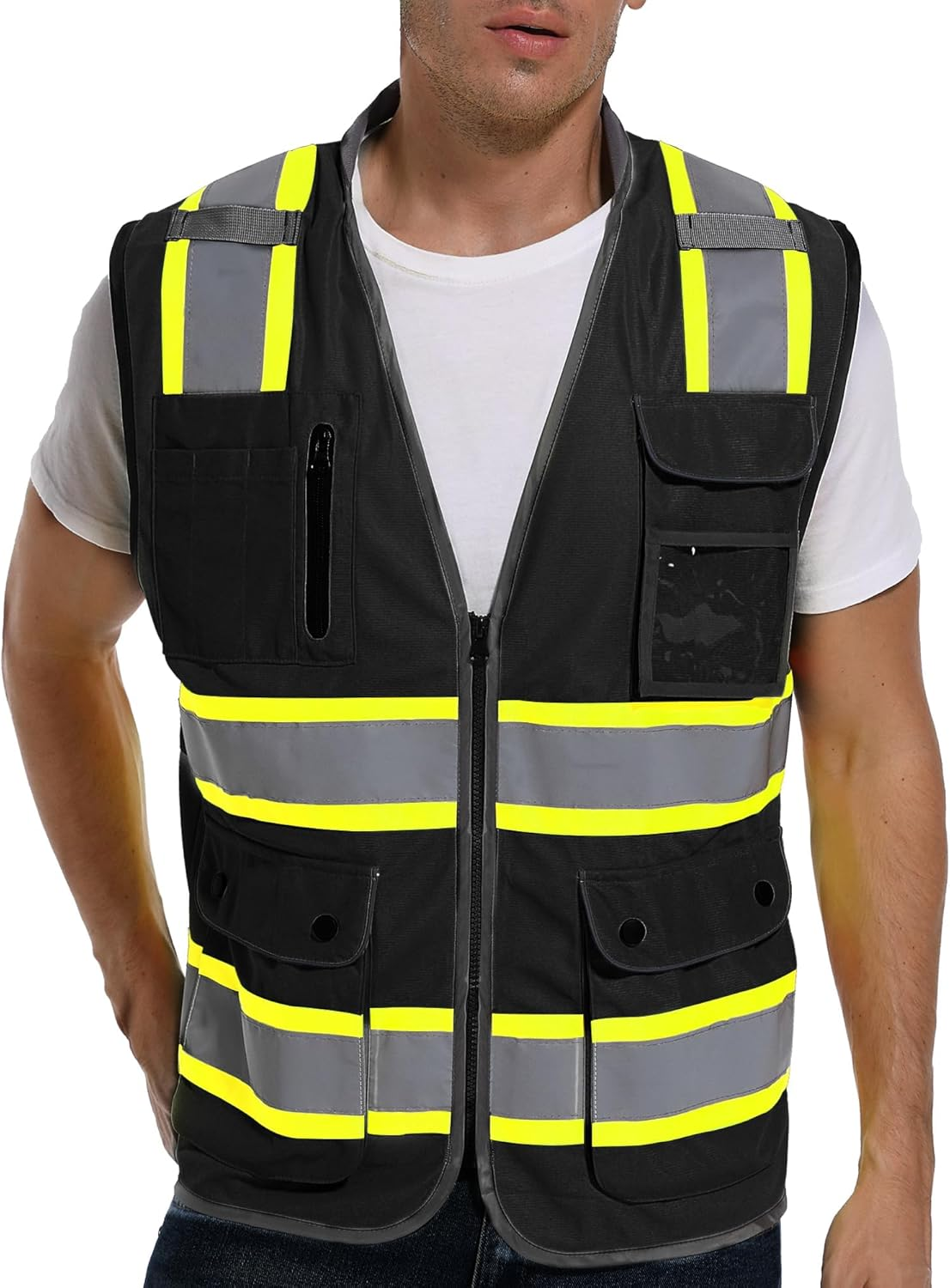 Arcridge Reflective Safety Vest for Men and Women - High Visibility Construction Vest - Dual Tone Reflective Strips